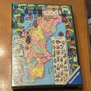 Ravensburger 1976 Vintage Sealed 1000 Piece Sverige Cultural Map Puzzle